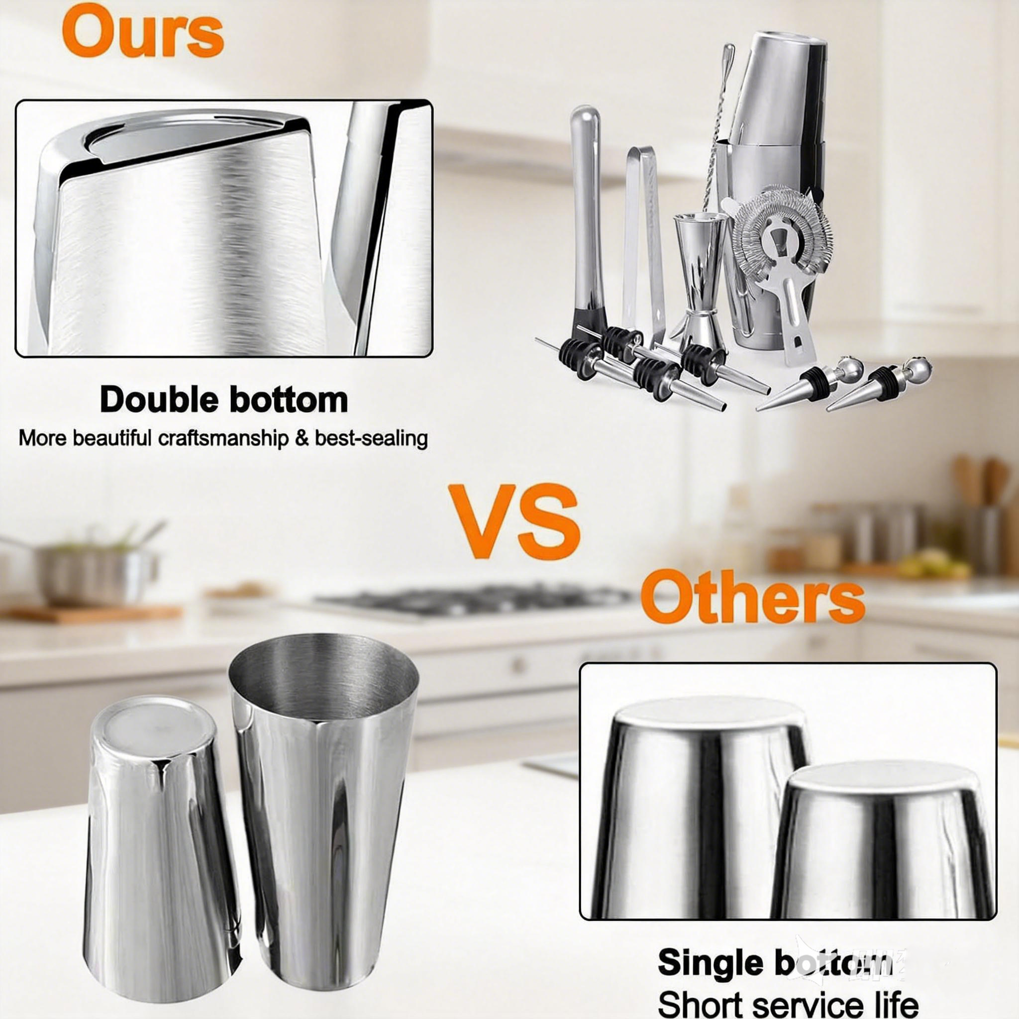 stllCamol Cocktail Shaker Bost - Boston Shaker Set incelemesi ve fiyatı