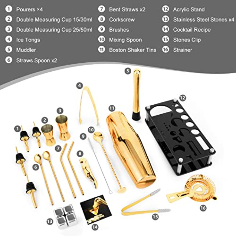Cocktail Shaker Set 23-Piece B - Boston Shaker Set incelemesi ve fiyatı